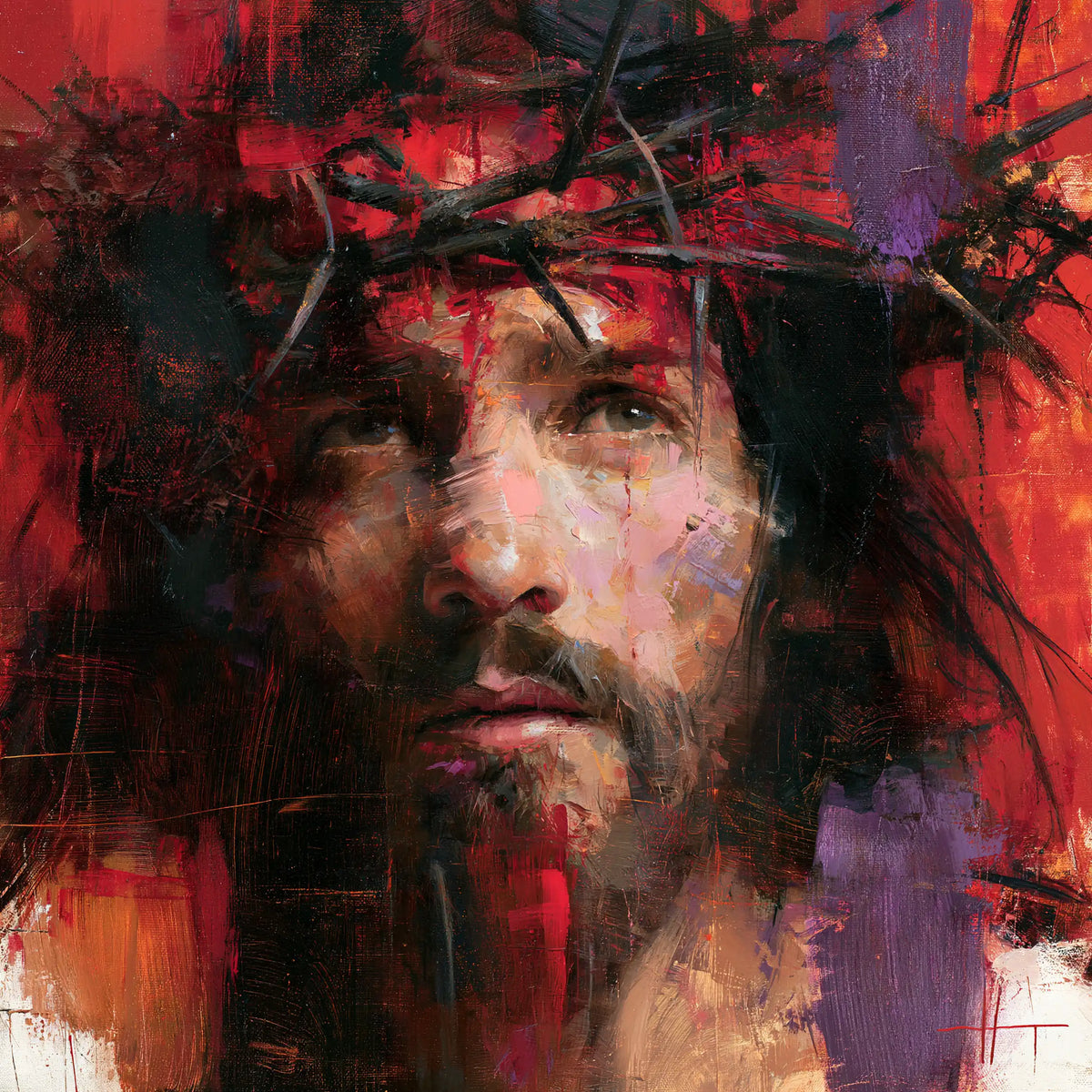 Jésus couronné d’épines — Le Visage tissé de pourpre et de feu