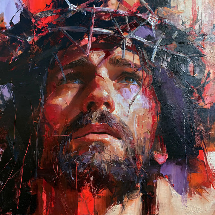 Jésus couronné d’épines — Le Regard aux éclats de verre peint