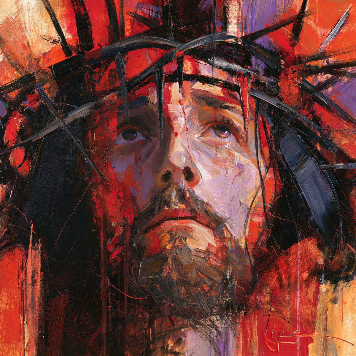 Jésus couronné d’épines — La Couronne et les longues coulures