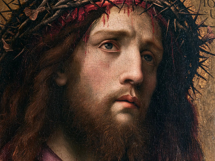 Jésus couronné d’épines — La Joue rose au bord du nimbe