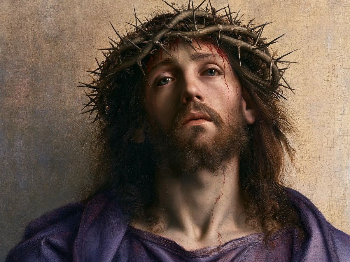 Jésus couronné d’épines — Le Cou offert au ciel gris