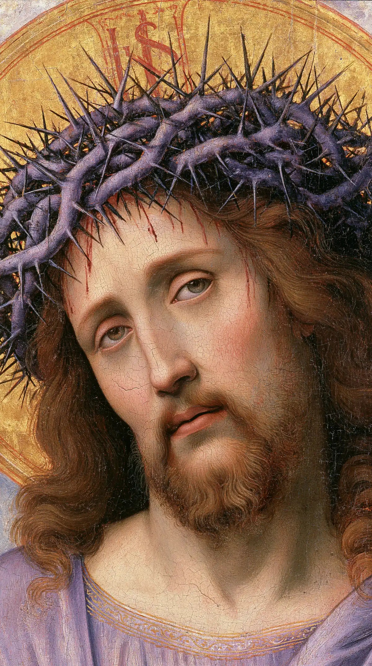 Jésus couronné d’épines — La Tête penchée sous les rameaux lilas