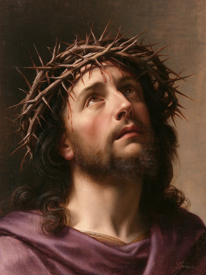 Jésus couronné d’épines — Le Regard au-dessus des plis de prune