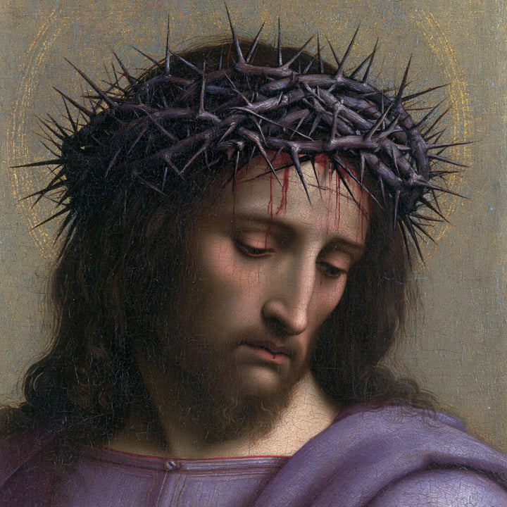 Jésus couronné d’épines — Le Regard descendu vers la robe mauve