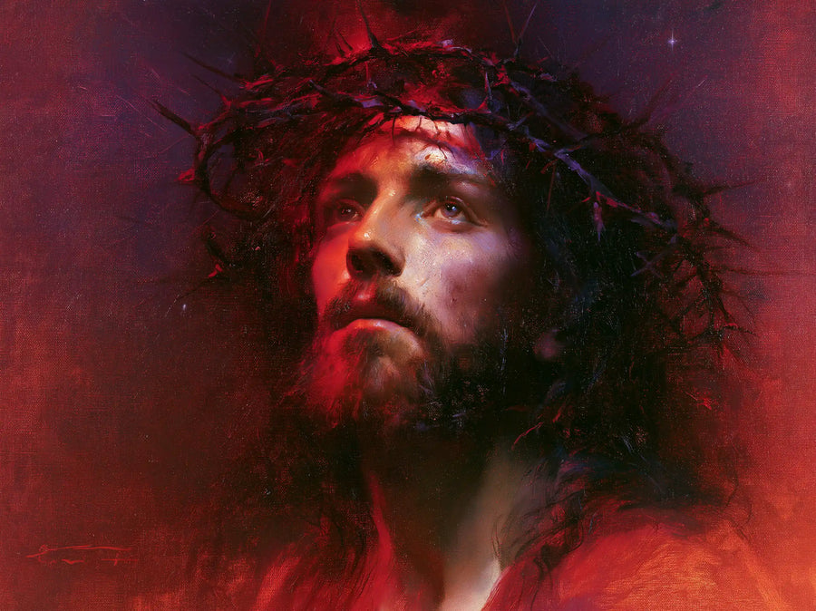 Jésus couronné d’épines — Le Regard au-dessus du manteau de feu