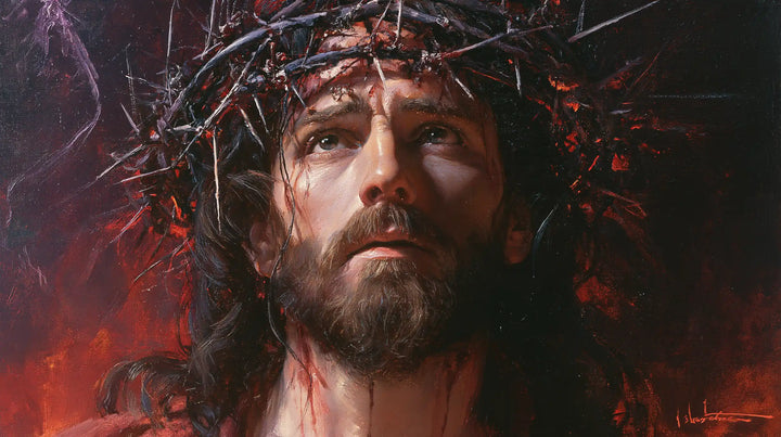Jésus couronné d’épines — Le Visage entre les filaments de nuit