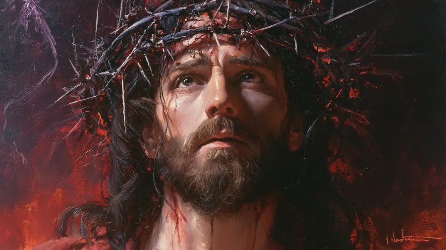 Jésus couronné d’épines — Le Visage entre les filaments de nuit