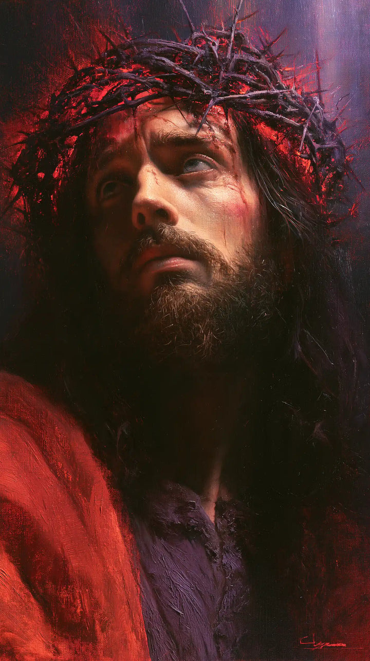 Jésus couronné d’épines — Le Rouge sur l’épaule de l’attente