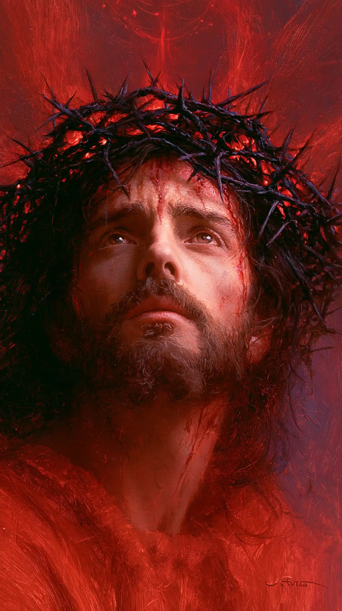 Jésus couronné d’épines — Le Regard dans le ciel écarlate