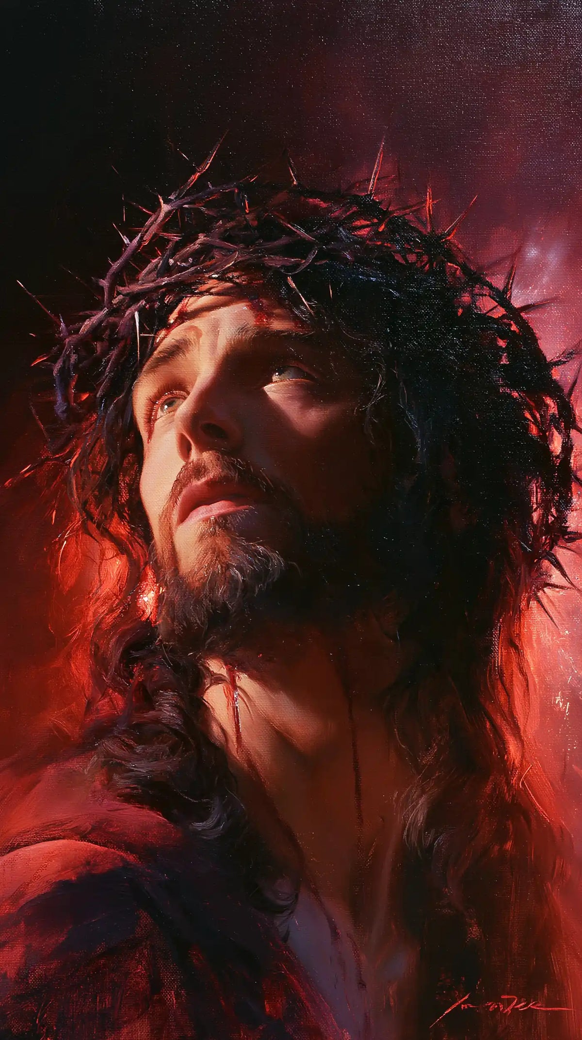 Jésus couronné d’épines — Le Regard retourné vers la braise