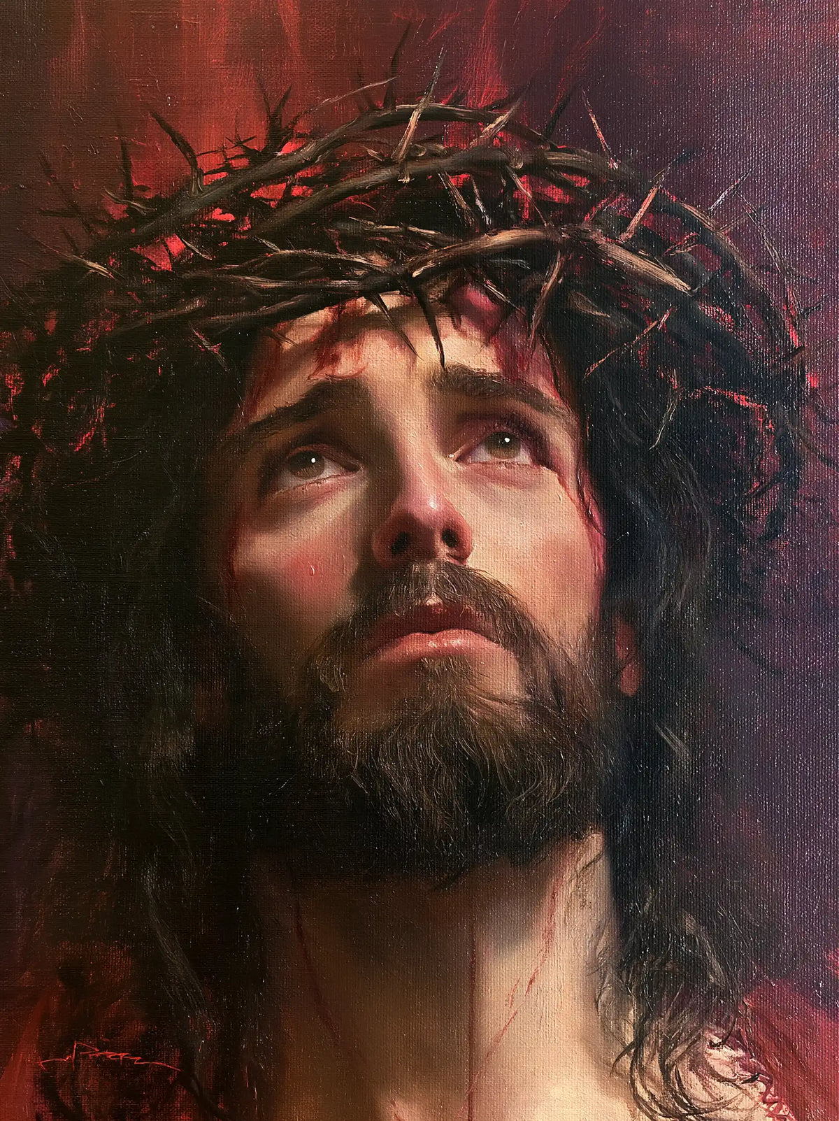 Jésus couronné d’épines — Le Cou clair dans la brume de vin