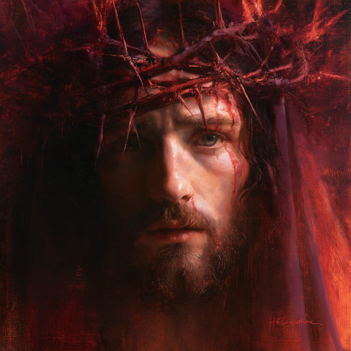 Jésus couronné d’épines — Le Voile rouge de la présence