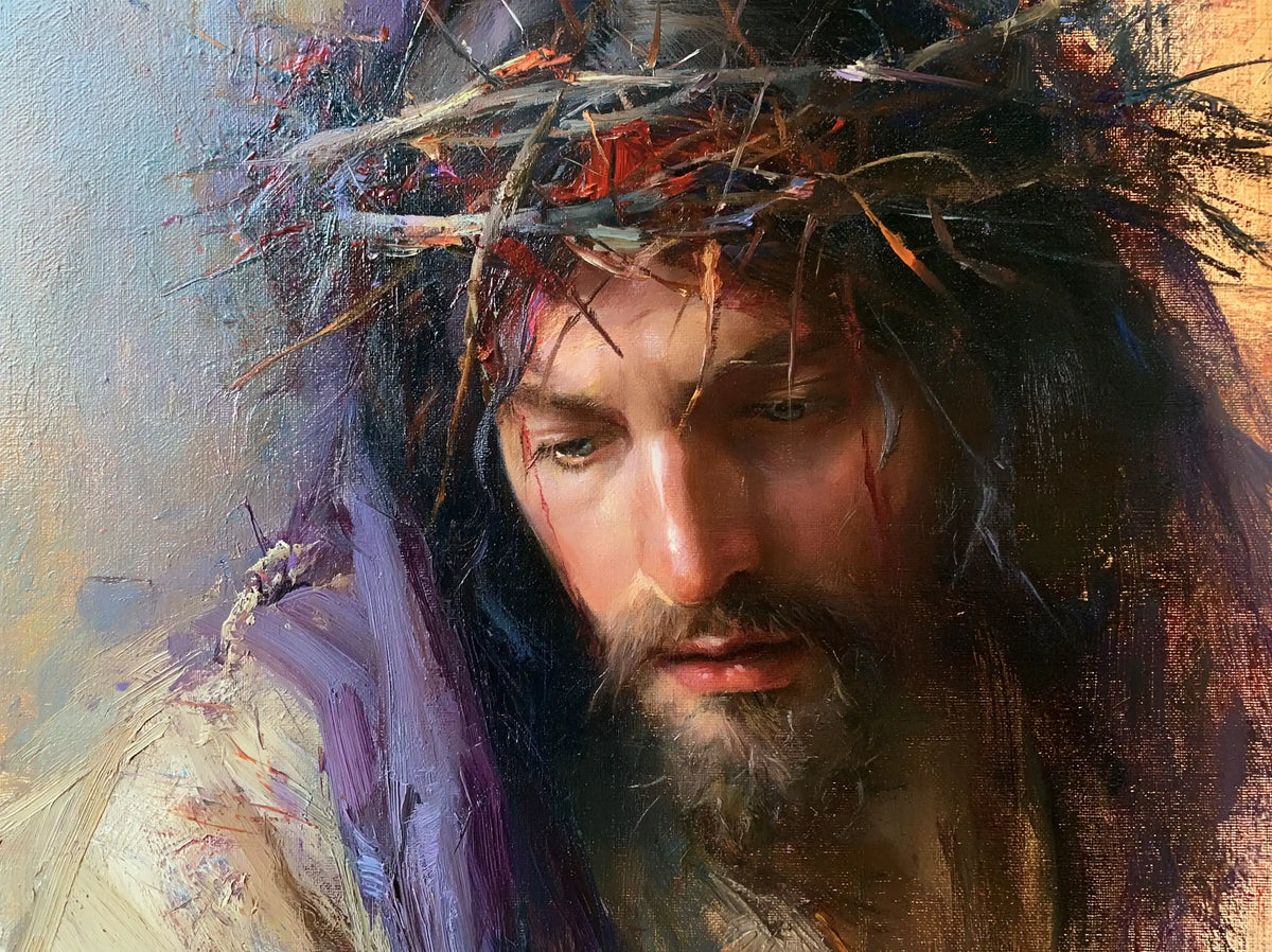 Jésus couronné d’épines — Le Regard baissé dans les touches d’aube