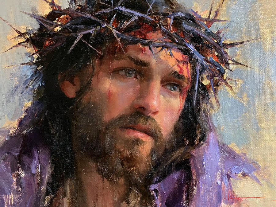 Jésus couronné d’épines — Les Yeux bleus dans l’étoffe lavande