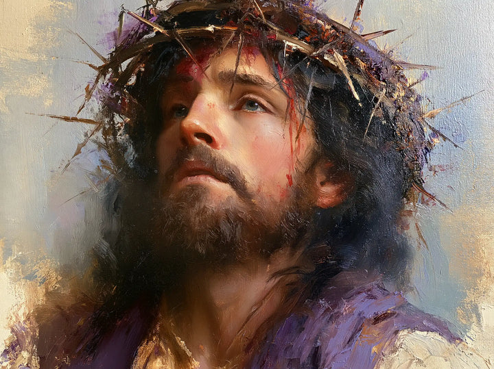 Jésus couronné d’épines — Le Visage vers le bleu ouvert