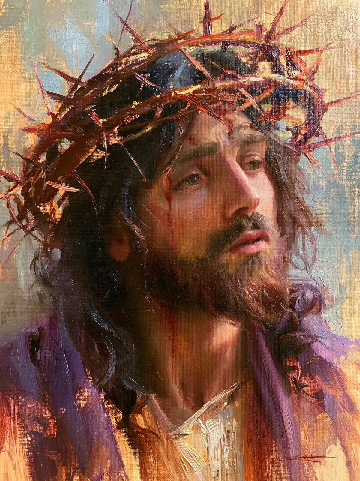 Jésus couronné d’épines — Le Regard à travers le jour rose