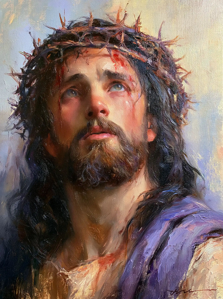 Jésus couronné d’épines — Les Yeux vers la clarté sans contour