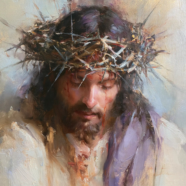 Jésus couronné d’épines — La Couronne ample sur le silence blanc