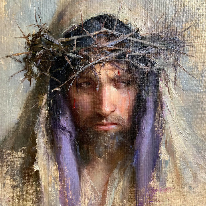 Jésus couronné d’épines — Le Visage entre ivoire et lavande