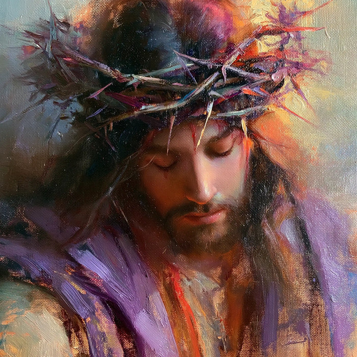 Jésus couronné d’épines — La Paix sous les touches violettes