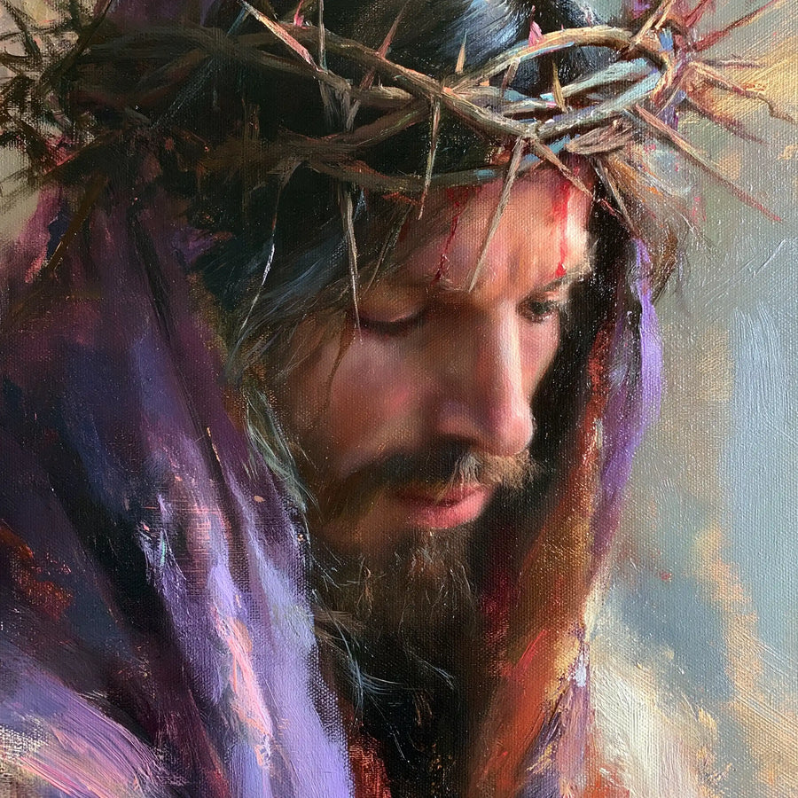 Jésus couronné d’épines — Le Profil recueilli dans le voile clair