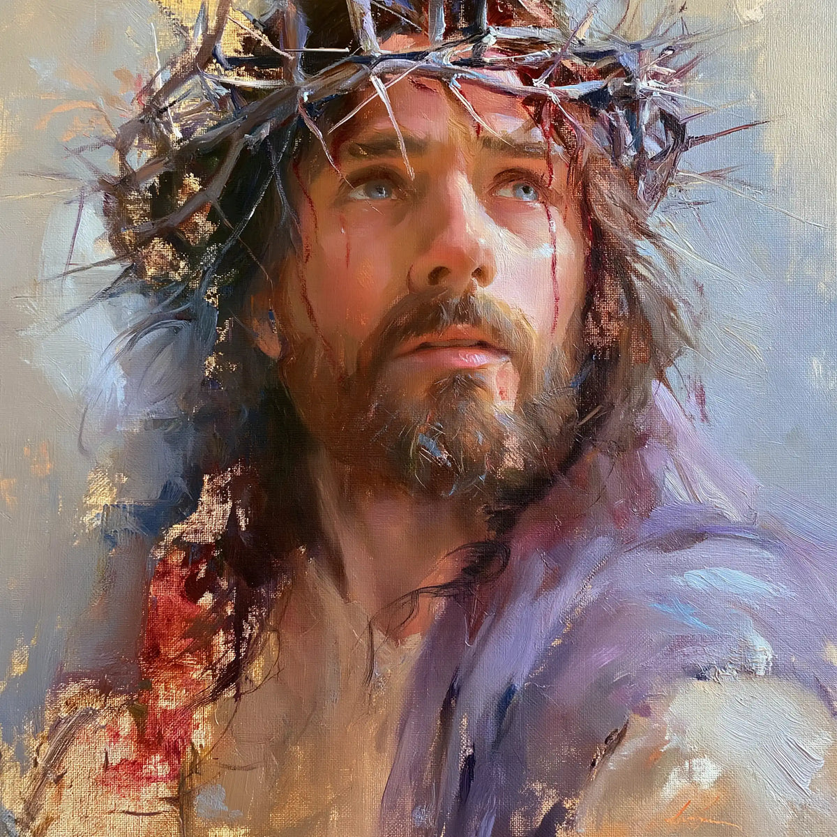Jésus couronné d’épines — L’Appel dans la robe couleur de ciel