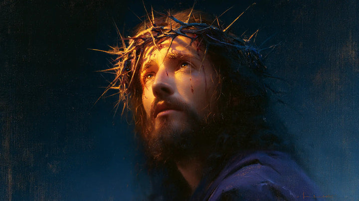 Jésus couronné d’épines — Les Yeux dans la fenêtre d’or nocturne