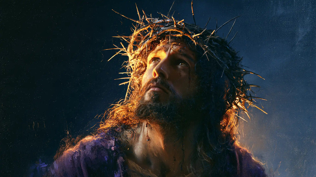Jésus couronné d’épines — La Couronne embrasée dans le bleu