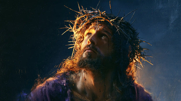 Jésus couronné d’épines — La Couronne embrasée dans le bleu