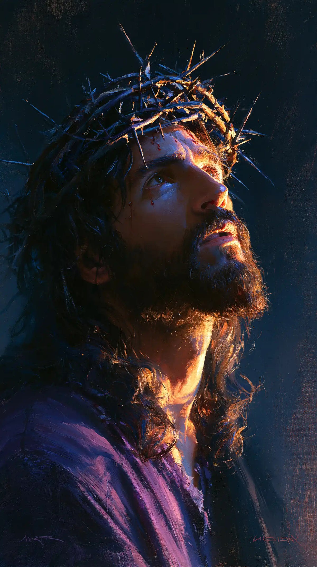 Jésus couronné d’épines — Le Cou de feu sous le bleu