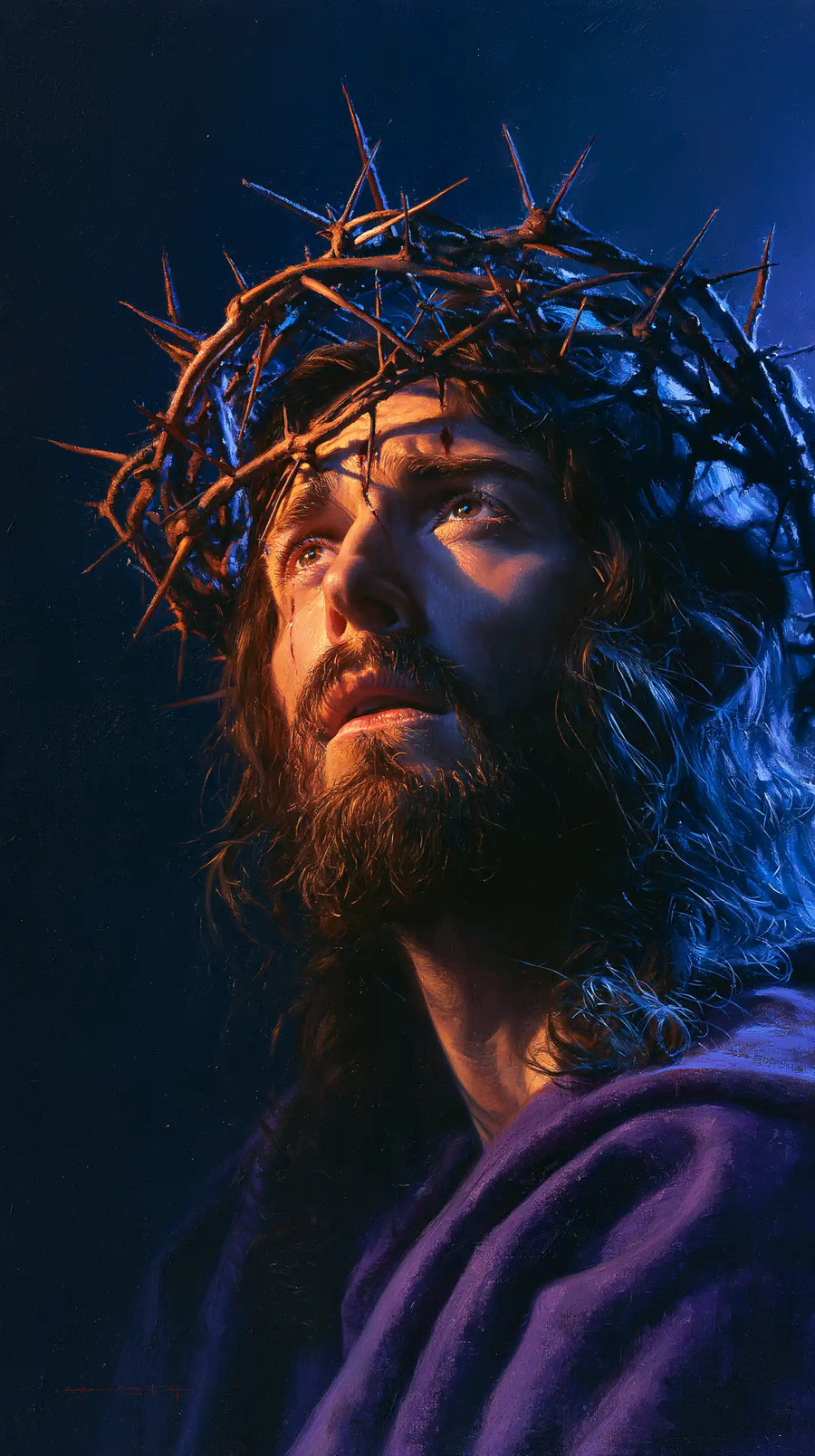 Jesus Crowned with Thorns - Midnight Blue Chiaroscuro · Portrait n° 7