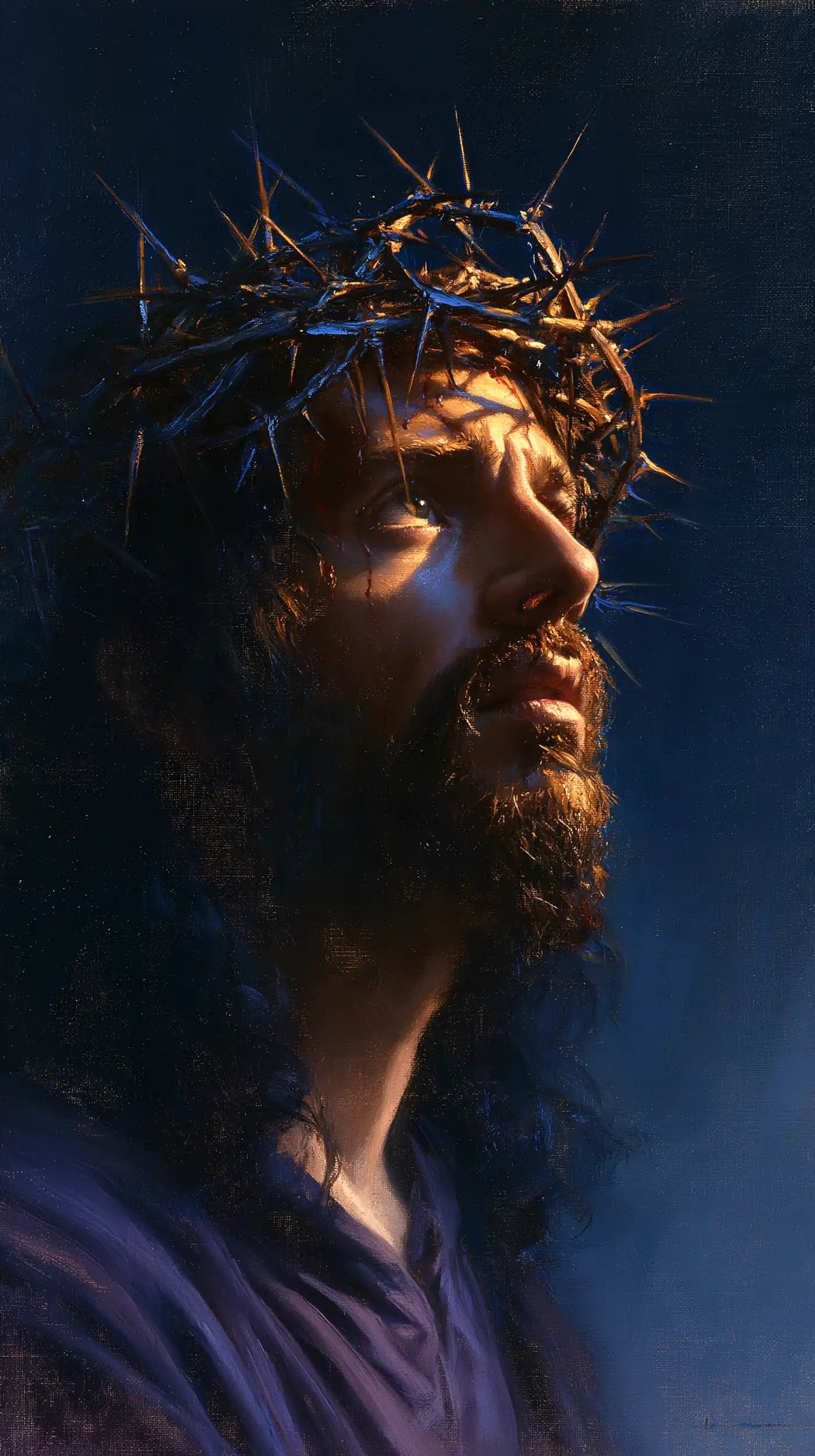 Jésus couronné d’épines — Le Profil sous les pointes nocturnes