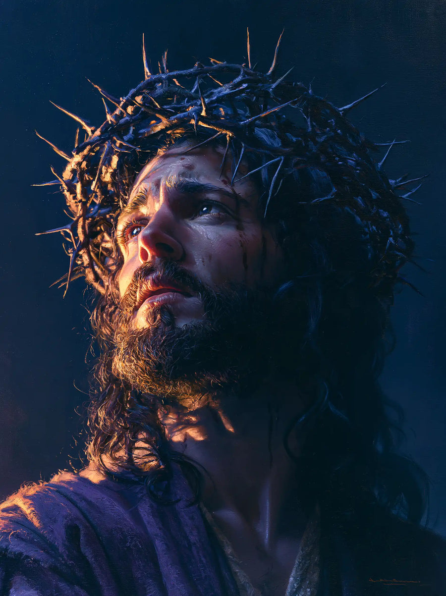 Jesus Crowned with Thorns - Midnight Blue Chiaroscuro · Portrait n° 16