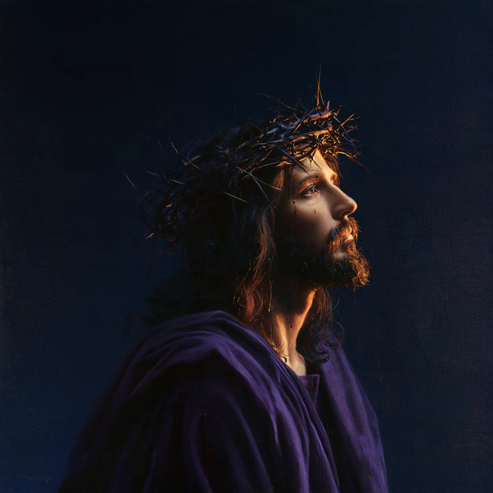 Jésus couronné d’épines — La Solitude du profil dans le bleu noir