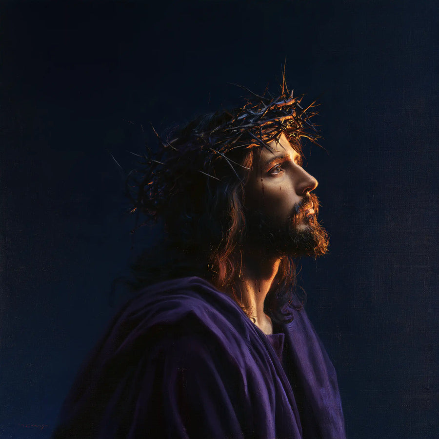 Jésus couronné d’épines — La Solitude du profil dans le bleu noir