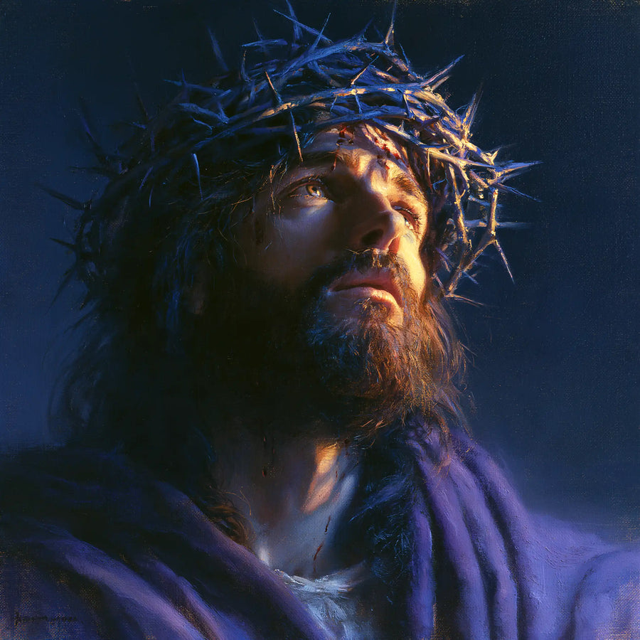 Jesus Crowned with Thorns - Midnight Blue Chiaroscuro · Square n° 2