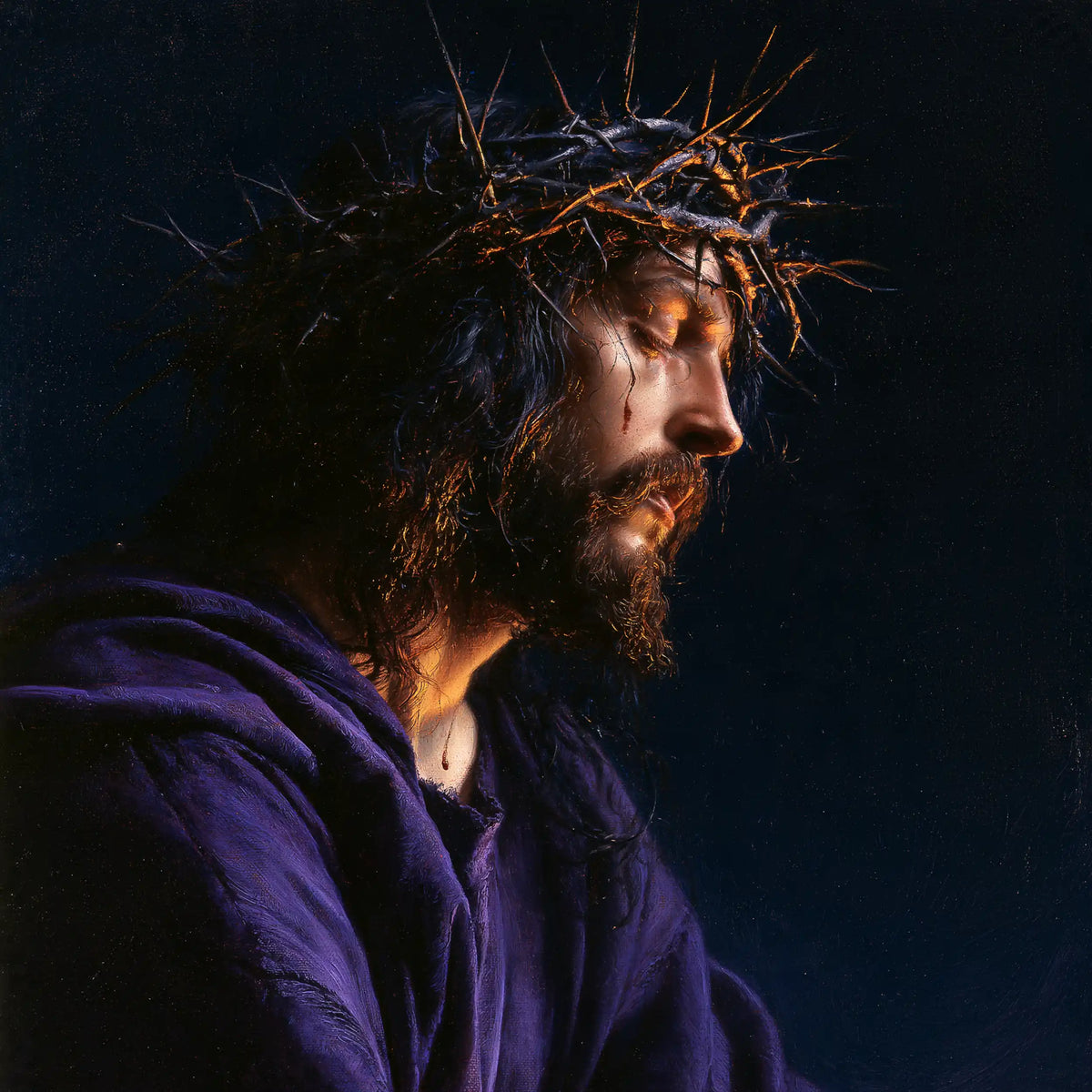 Jésus couronné d’épines — Le Visage tourné vers le silence bleu