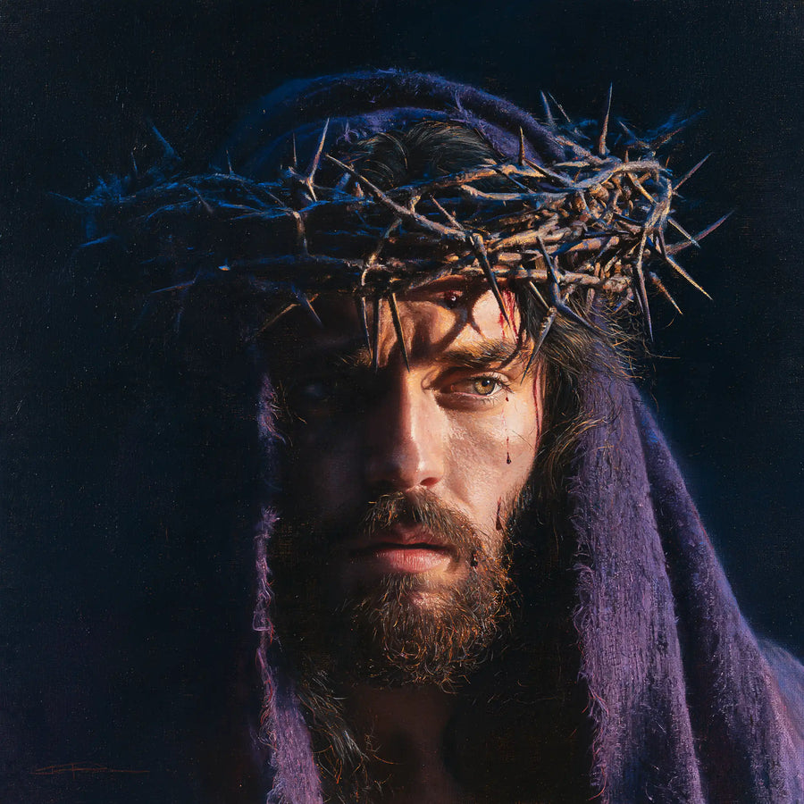 Jesus Crowned with Thorns - Midnight Blue Chiaroscuro · Square n° 4