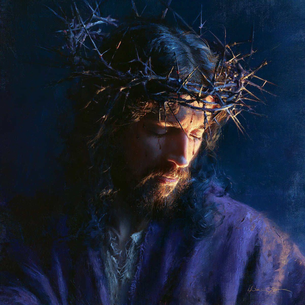 Jésus couronné d’épines — La Couronne au-dessus du repli bleu
