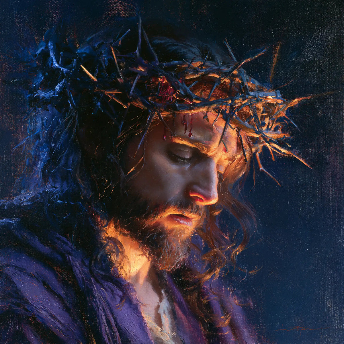 Jésus couronné d’épines — Le Menton dans la braise nocturne
