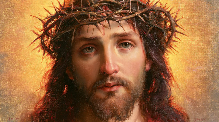 Jésus couronné d’épines — Le Regard frontal dans la chaleur d’or