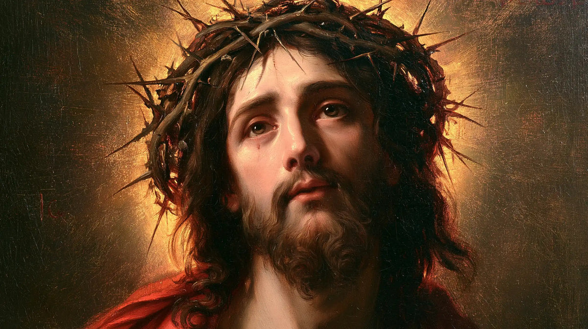 Jésus couronné d’épines — Le Visage grave au cercle de lumière