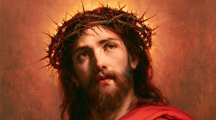 Jésus couronné d’épines — Le Rouge sous la couronne rayonnante