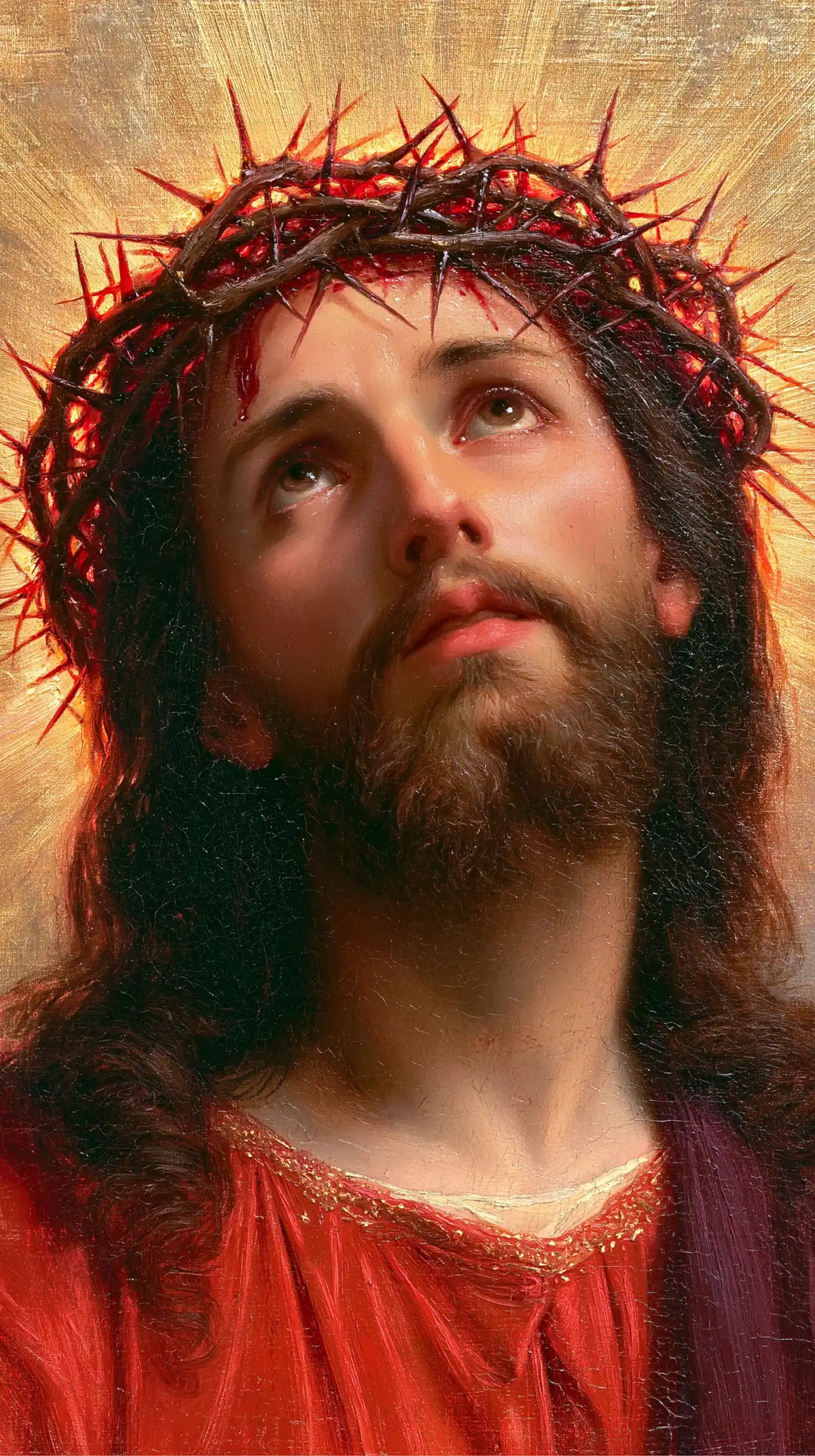 Jésus couronné d’épines — La Couronne rouge au sommet du nimbe