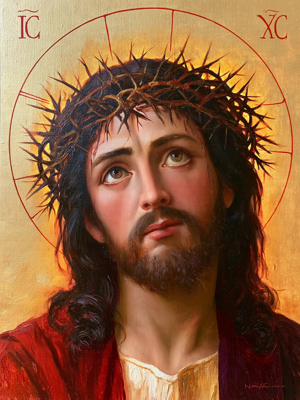 Jésus couronné d’épines — Le Regard dans l’or des lettres sacrées