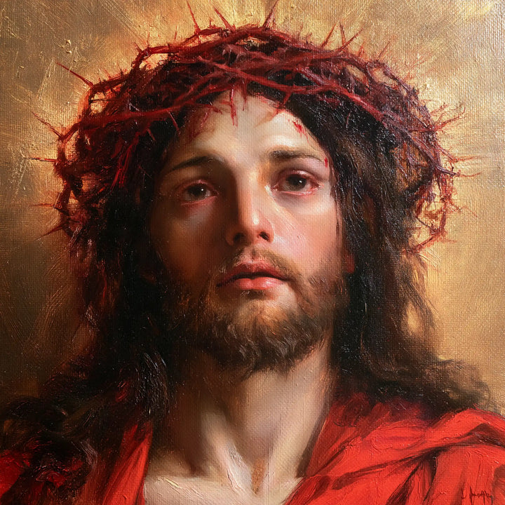 Jésus couronné d’épines — La Couronne rouge du visage clair