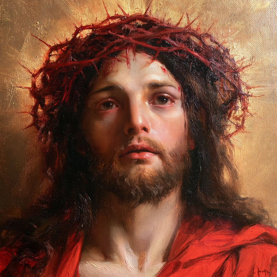 Jésus couronné d’épines — La Couronne rouge du visage clair