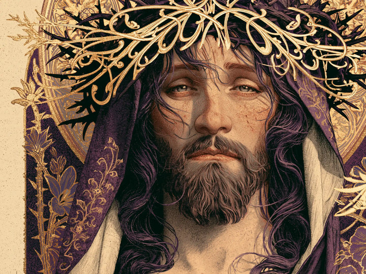 Jésus couronné d’épines — Le Voile brodé sous les branches d’or