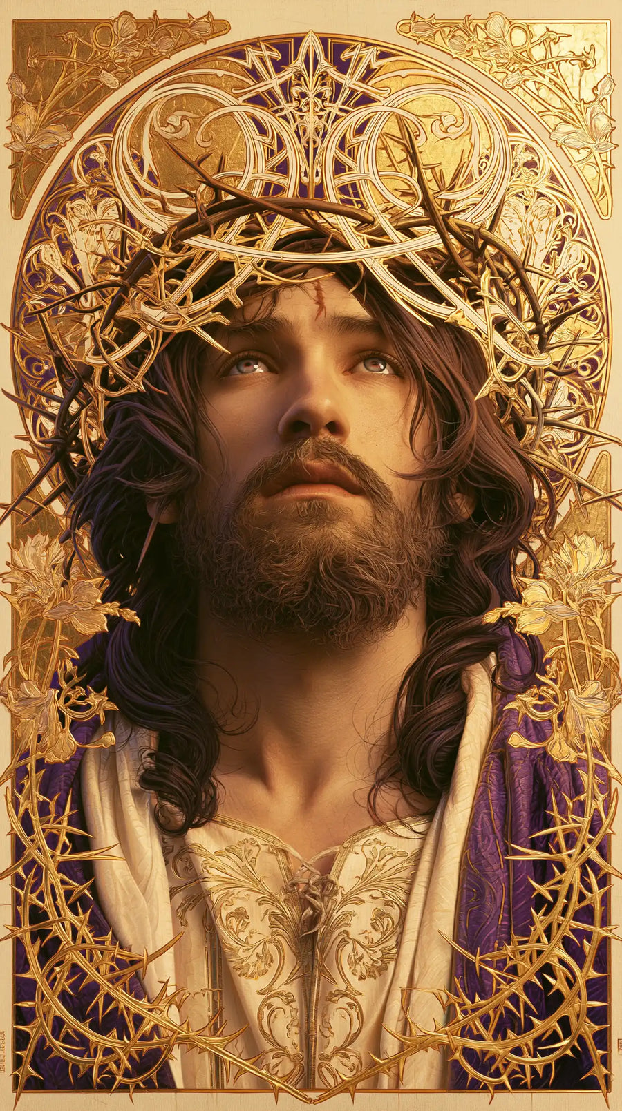 Jesus Crowned with Thorns - Sacred Art Nouveau · Portrait n° 2