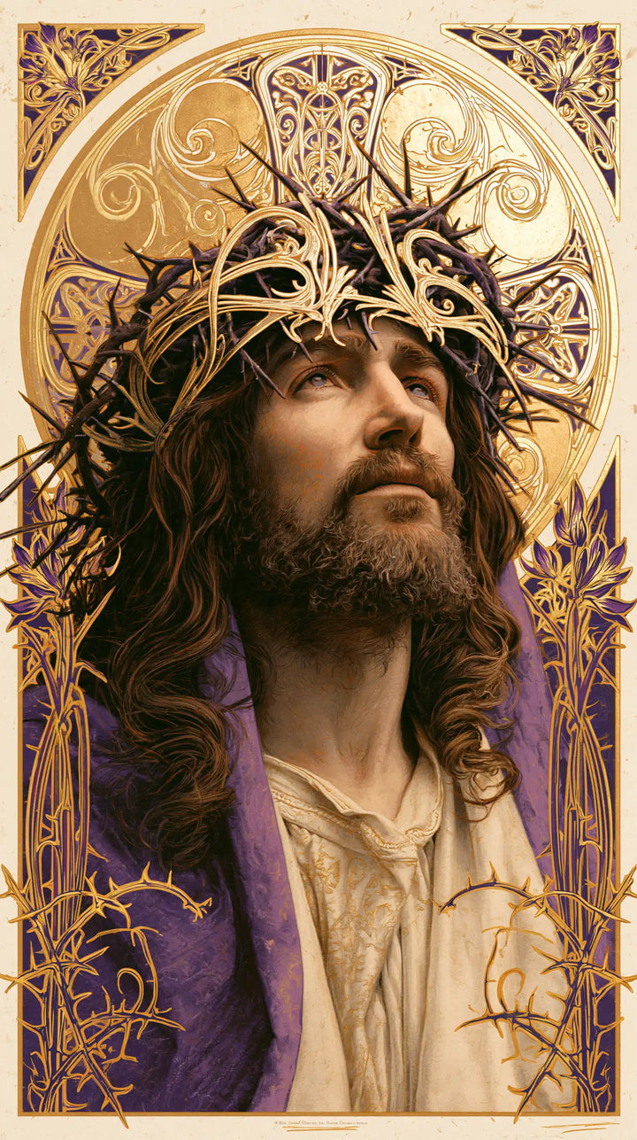 Jésus couronné d’épines — Le Regard aux volutes montantes